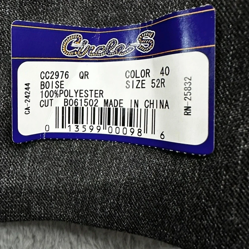 NWT Circle S Mens 52R Grey Western Sport Coat Black Yoke Blazer Cowboy Jacket